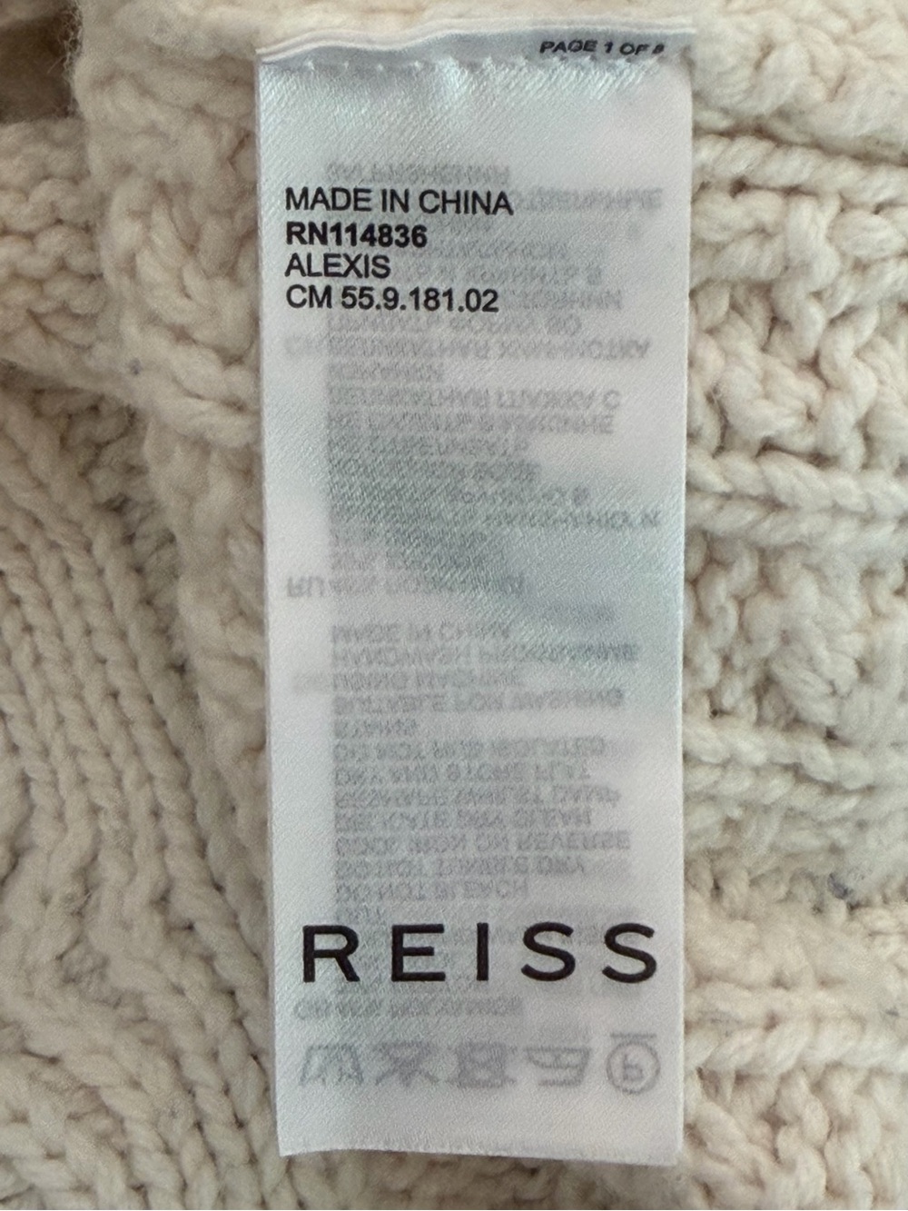 Reiss Alexis Cable Knit Zip Neck Jumper Sweater Cream M - Picture 7 of 8
